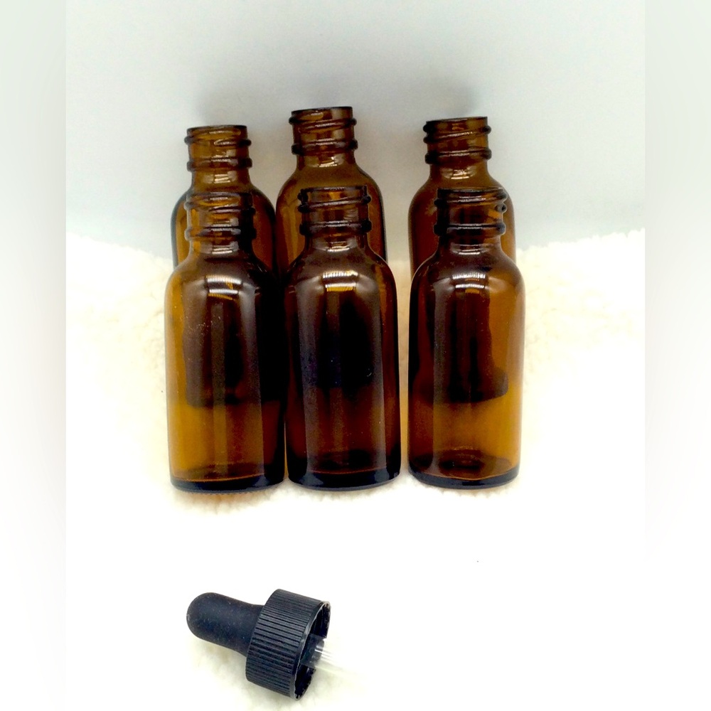 - Amber glass 1.fl.ozs bottles new 6 pk bundle.